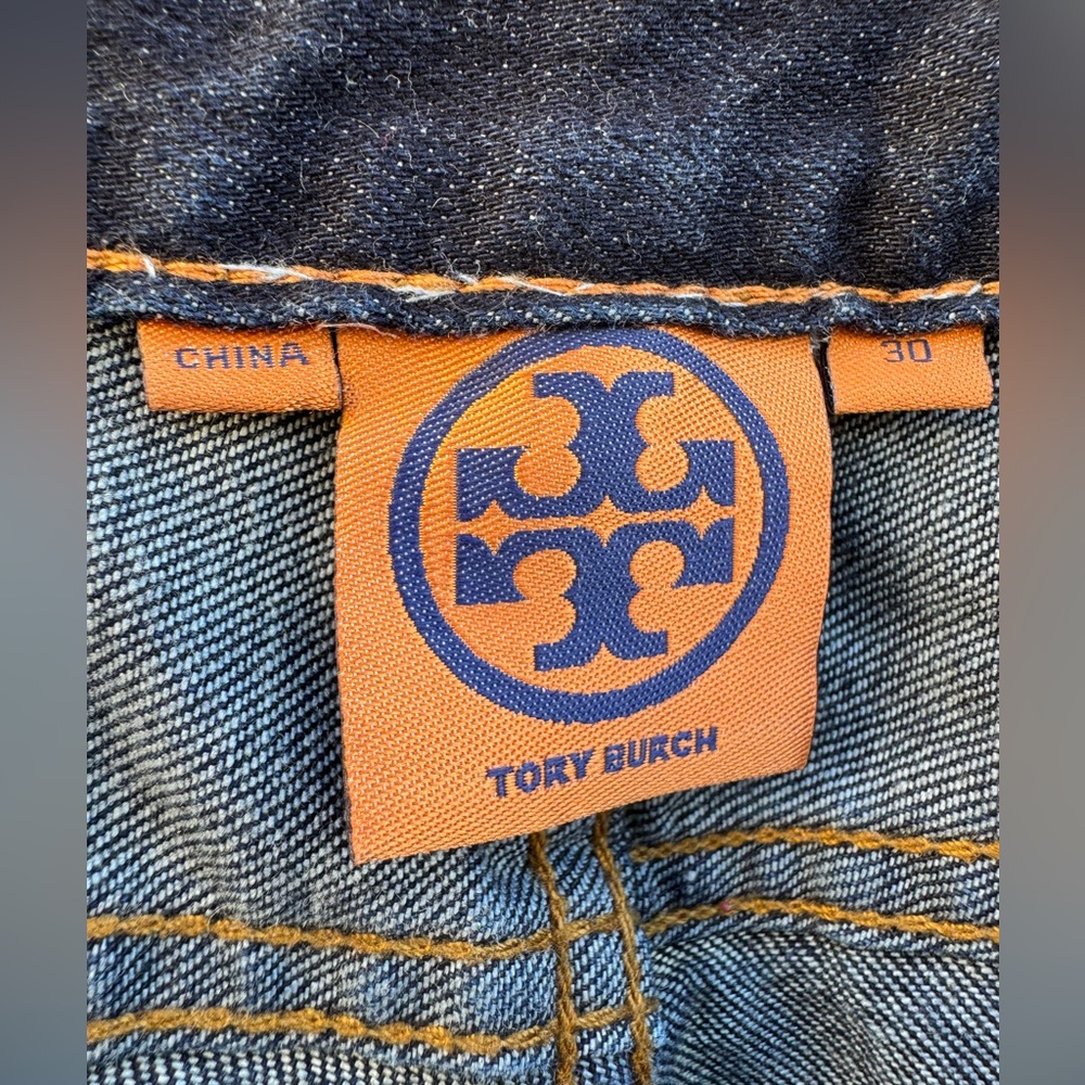 Tory Burch Super Skinny Jean Logo Pocket Details Sz 30 Dark wash denim - Picture 6 of 7